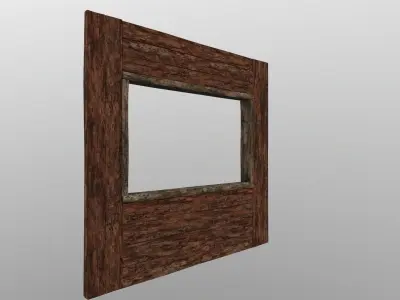 Game ready Wood wall whit window frame 3D model Low-Poly Low-poly 3D model