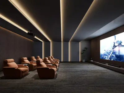 Movie Theater Interior Low-poly 3D model