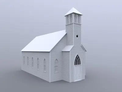 Abandoned Church Low-poly 3D model