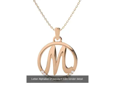 26 Letter Alphabets Pendant Necklace 3dm render detail 3D Model Pack