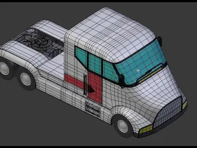 Futuristic semi truck 3D model