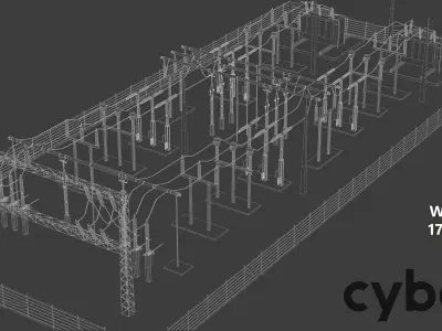 Electrical substation Low-poly 3D model