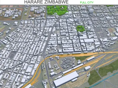 Harare Zimbabwe 35km Low-poly 3D model