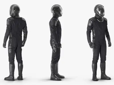  Sci Fi Astronaut Suit Black Rigged for Cinema 4D 
