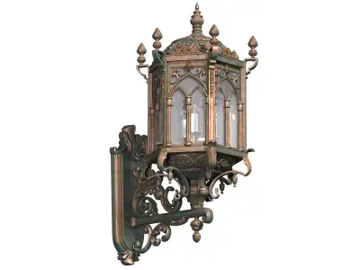 Arabic Streetlight Wall Lighted Copper Lantern Sconce 3D model