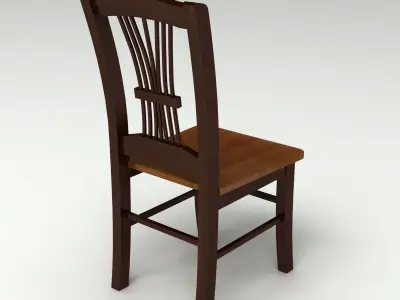 Wooden Chair Low-poly 3D model