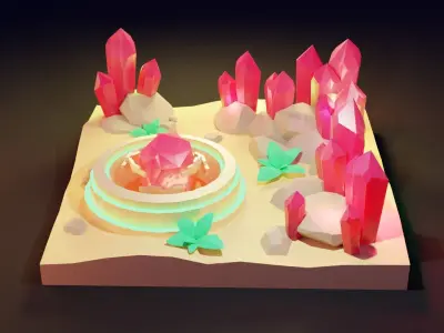 Crystal Desert Low-poly 3D model