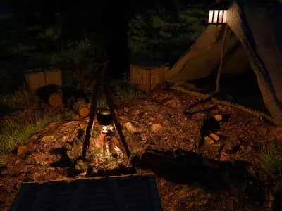 Forest Tent Scene 3D model