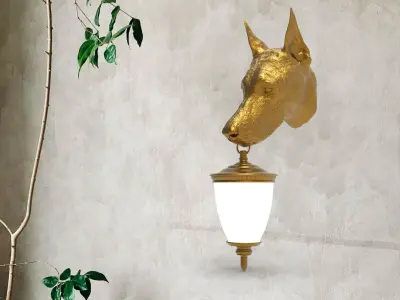 dog Head Wall Lamp 3D print model shop