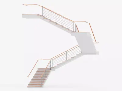 Square Staircase V3 - Multi-Level Modern Interior Stairs Low-poly 3D model