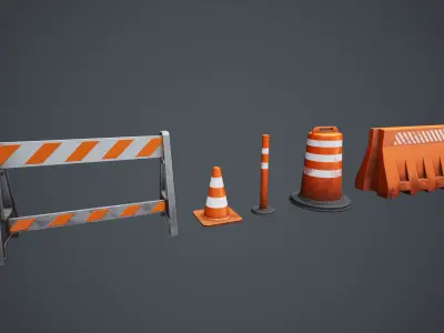 Stylized Traffic Cones Low-poly 3D model