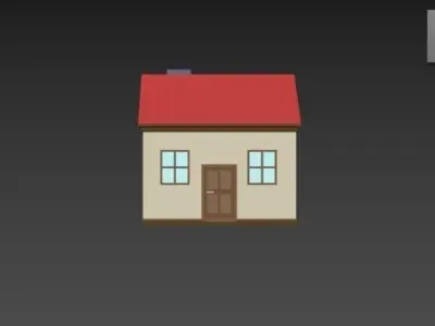 House Low Poly door with four panels Low-poly 3D model