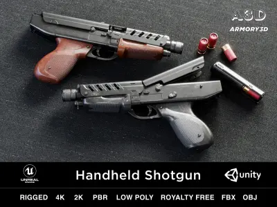 Game Ready Cyberpunk Weapons Pack PBR Rigged Low-poly 3D model