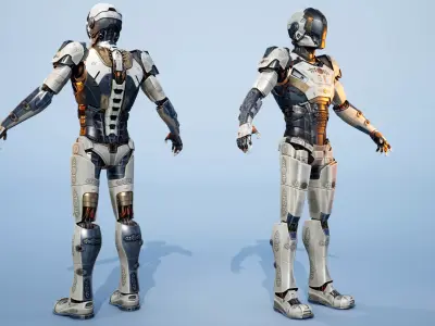 Sci-fi Mechanical Robot Android with Carvings 3D model 3D model