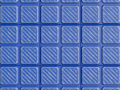 Blue and Dark Tiled Sci-fi Metal Plate PBR Seamless Texture