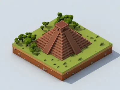 Cartoon Low Poly Chichen Itza 3D model