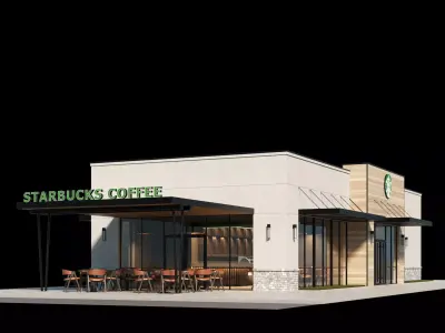 Starbucks cafe building 3D model
