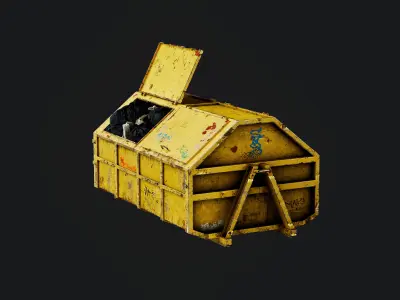 Large Grabage Bin Low-poly 3D model