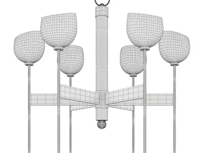 Salem 6 Light Shaded Wagon Wheel Chandelier Low-poly 3D model