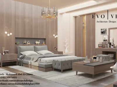 modern master bedroom interior by evolve Low-poly 3D model
