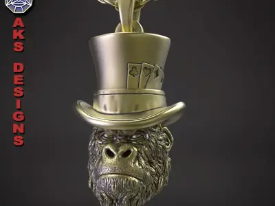 Animal Pendant jewelry Magician guerilla v153 3D print model