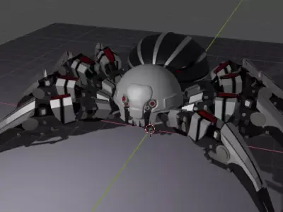 Robo-spider spider with parts Low-poly 3D model