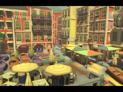 Stylized Tuscany Seaside City Low-poly 3D model