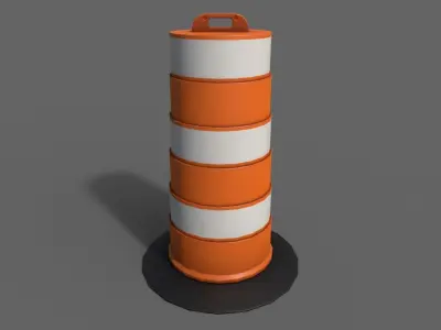 PBR Traffic Drum Barrel Orange Low-poly 3D model
