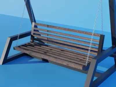 High poly animated swing 3D model