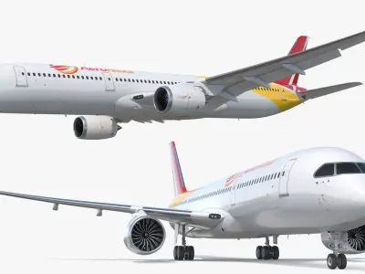 Widebody Passenger Jet Aircraft Rigged 3D model