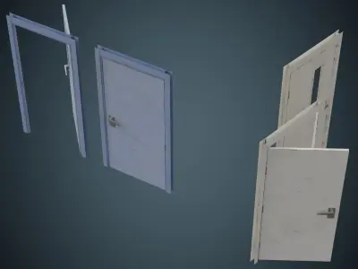 Hospital Door 2B Low-poly 3D model