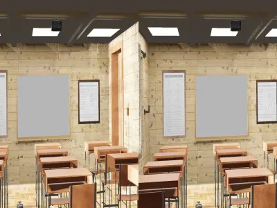 classroom 12place for physics Low-poly 3D model