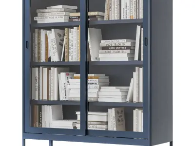 IKEA - IDASEN Glass showcase with sliding doors with books 3D model