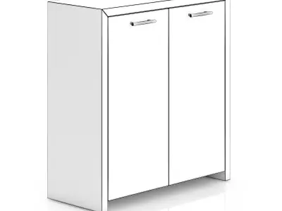 Black Wood Cabinet with Doors 3D model