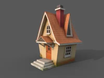 Stylize house model for game project Low-poly 3D model