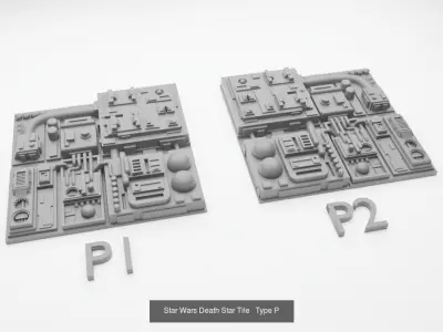 Death Star tiles 16x tiles to create Death Star surface 3D Model Pack