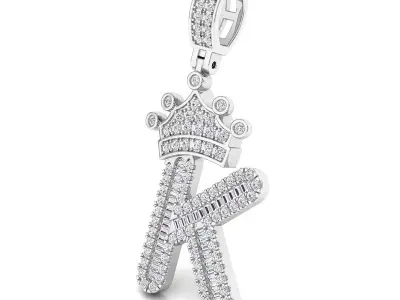 Crown Initial  K  Letter Pendant 3D print model
