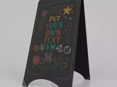 Customizable Black Modern A-Frame Chalkboard Sign Low-poly 3D model