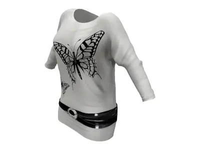 Batwing Tunic With Belt Low-poly 3D model