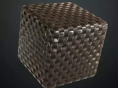 Polished Woven Checkerboard Metal Mesh PBR Seamless Texture