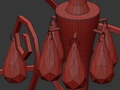 Solaris 6 chandelier with globe shape and crystals 3D model