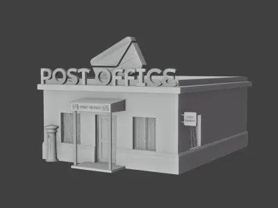 Post Office 3D Model - Simple Post Office Game Asset 3D model