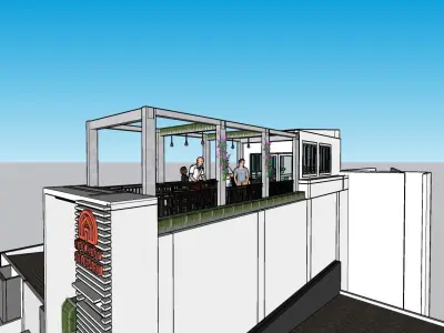 ROOFTOP GARDEN WITH INTERIOR 3D model
