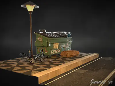 Dumpster prop Game ready asset 3D model