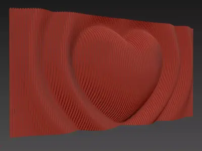 Parametric Heart Wood Panel Wall Decor 3D model