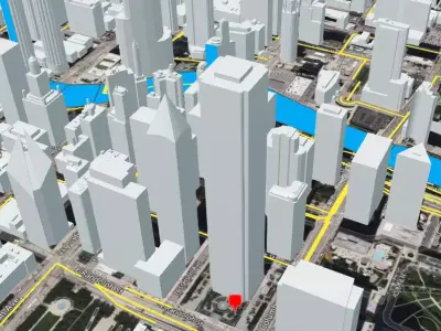 3D City Model of Chicago with roof details 3D model