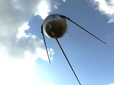 Sputnik 1 PBR low poly spaceship with two metal poles Low-poly 3D model