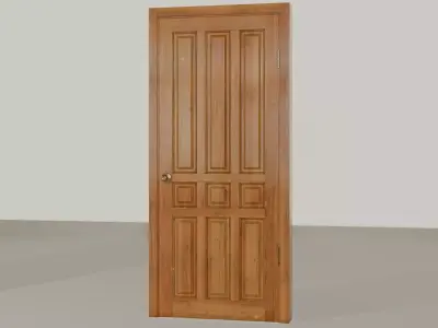 Wooden Varnished Door Low-poly 3D model