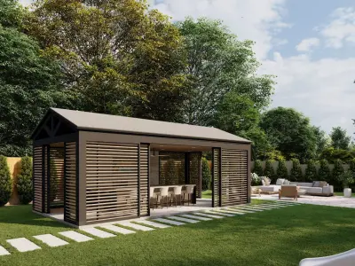 3D Exterior Scene 3D model design garden and landscape 3D  3D model 3