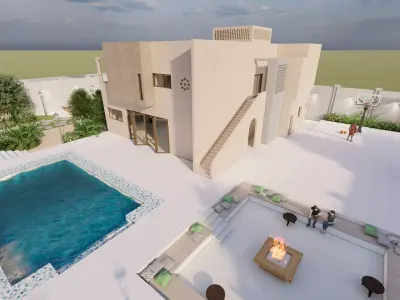 SKP and LUMION- Contemporary Villa with landscape 3D model